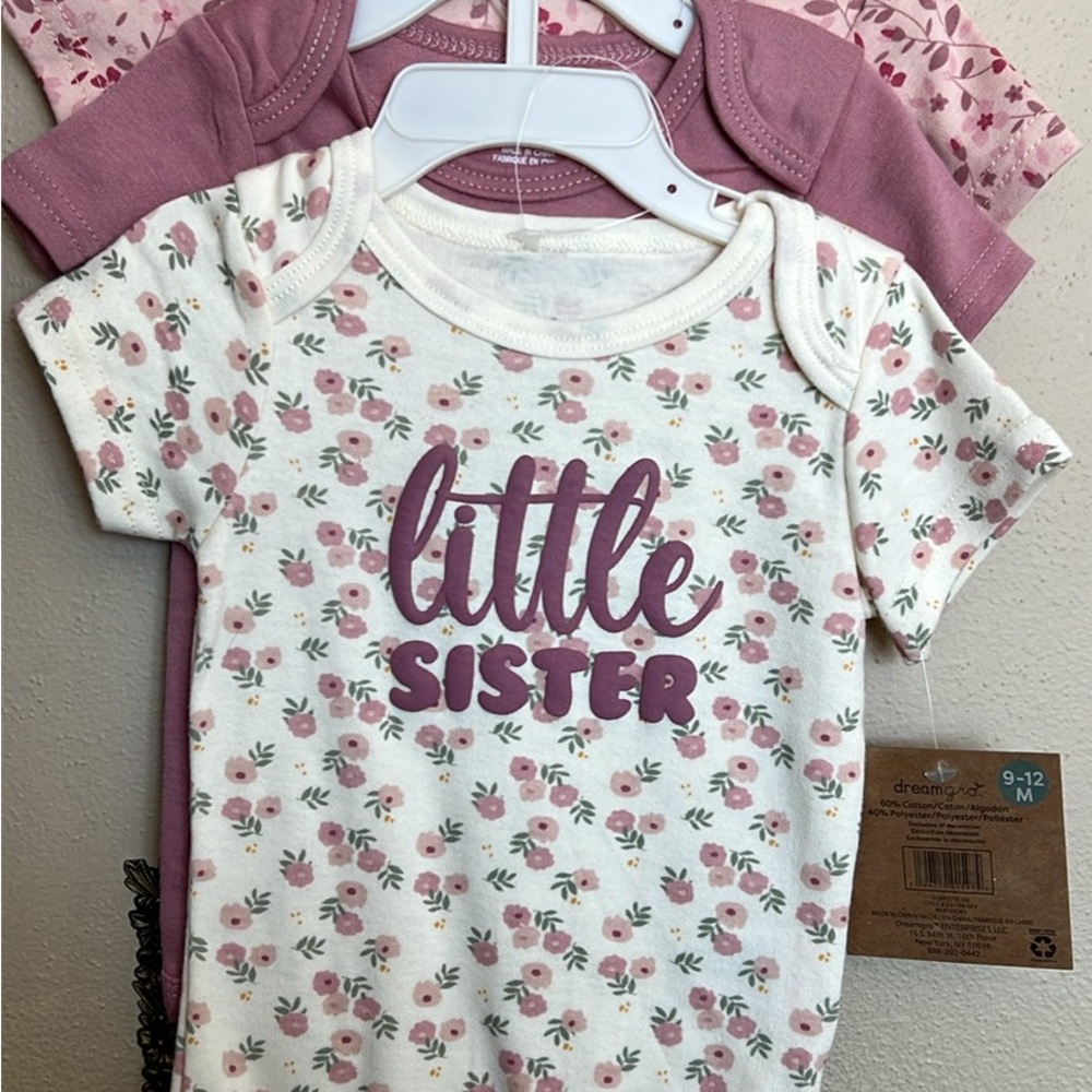 Adorable Little Sister Floral Tee - White and Pink